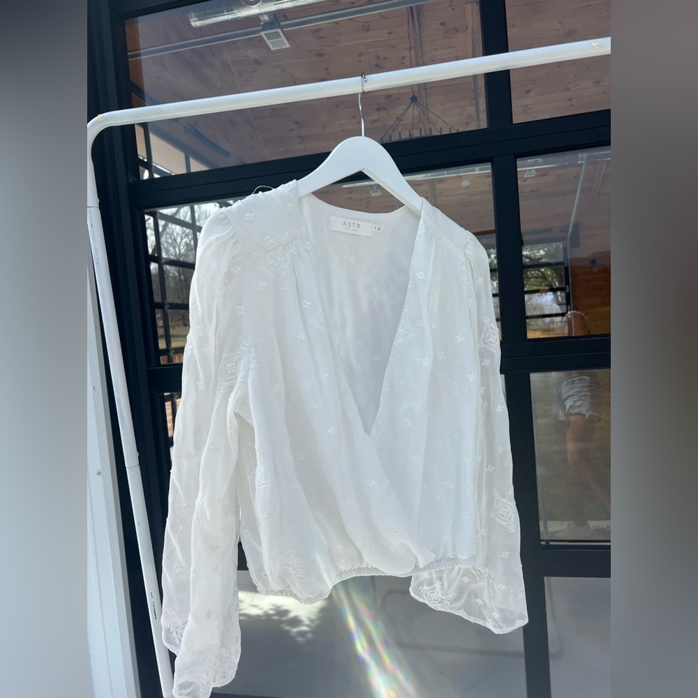 ASTR Ivory Embroidered Blouse